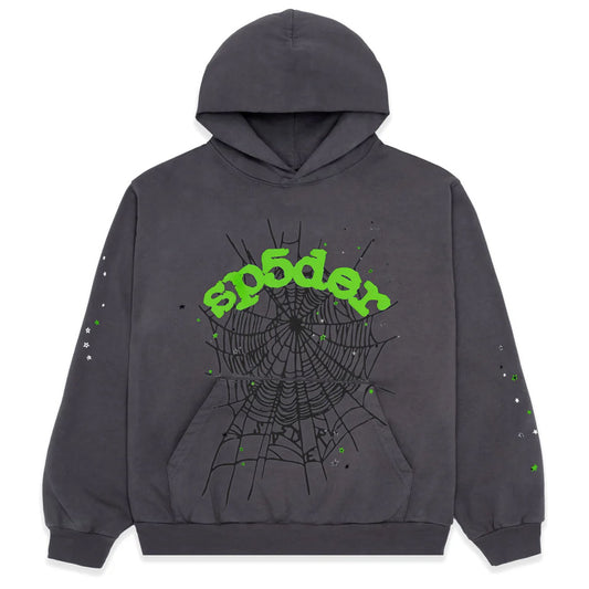 Sp5der Slate Grey Wait Web Hoodie