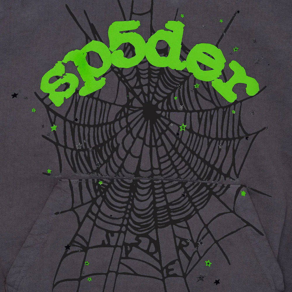 Sp5der Slate Grey Wait Web Hoodie